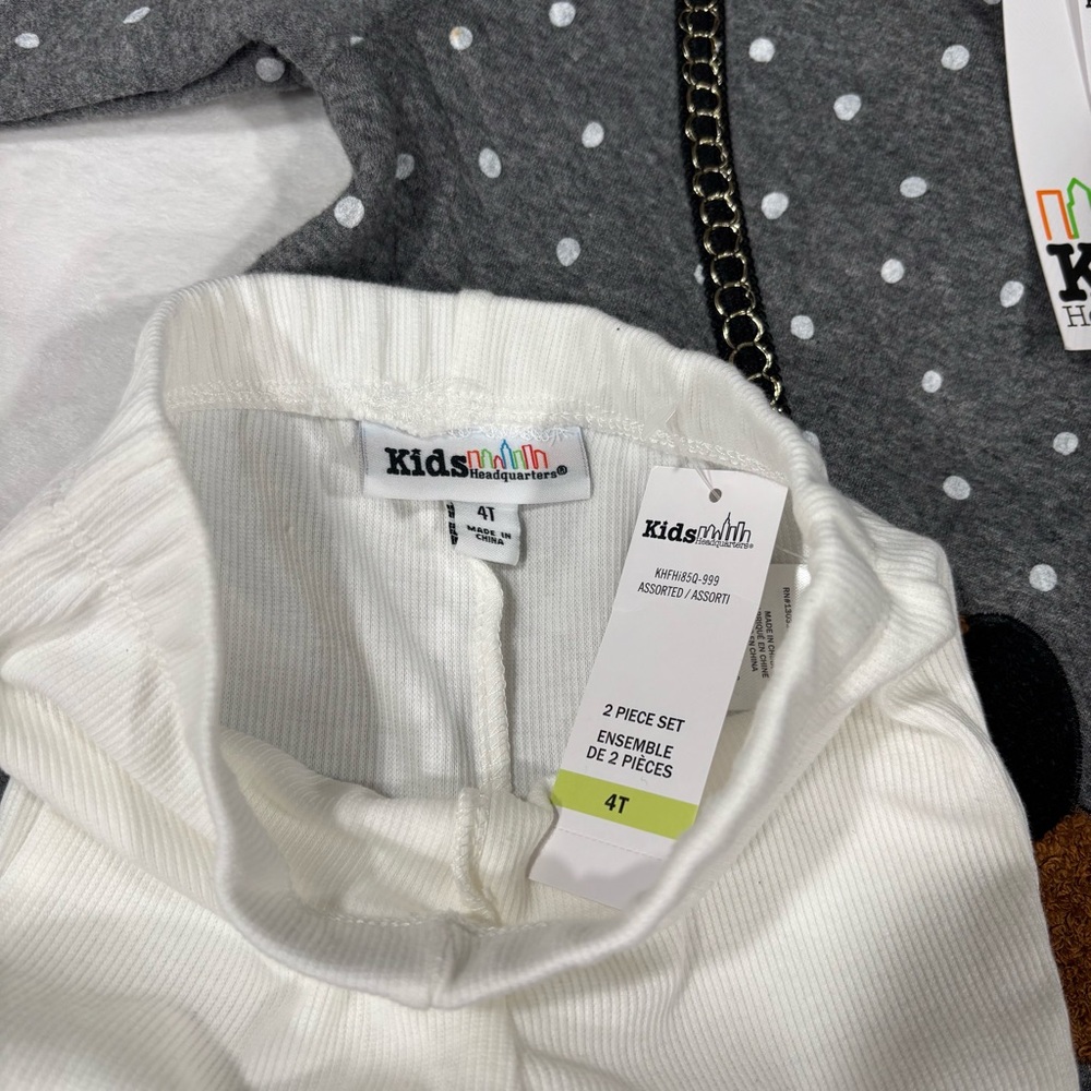 Girls Kids Headquarters Gray and White Polka Dot matching Set with dog accent - Picture 6 of 6